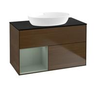 Villeroy & Boch V&B Meuble sous lavabo Finion 100, Pl bleu m, Étagère Oli. m Lac, noyer ven Quantité:1