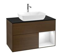 Villeroy & Boch V&B Meuble sous lavabo Finion 100, Pl bleu m, Rég glo blanc, Lac, noyer ven Quantité:1