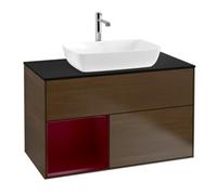 Villeroy & Boch V&B Meuble sous lavabo Finion 100, Pl bleu m, Reg Peo m Lac, noyer ven Quantité:1