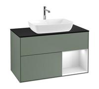 Villeroy & Boch V&B Meuble sous lavabo Finion 100, Pl bleu mat, Étagère blanche mat, Poignées mat lacqué Quantité:1