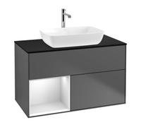Villeroy & Boch V&B Meuble sous lavabo Finion 100, Pl bleu mat, Ray blanc mat Lac, Anthracite mat Quantité:1