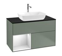 Villeroy & Boch V&B Meuble sous lavabo Finion 100, Pl bleu mat, Ray blanc mat laqué, Poignée mat laqué Quantité:1