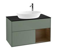 Villeroy & Boch V&B Meuble sous lavabo Finion 100, Pl bleu mat, Reg bois de noyer, Oli mat laqué Quantité:1