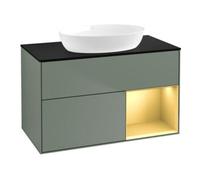 Villeroy & Boch V&B Meuble sous-lavabo Finion 100, Pl bleu mat, Reg or mat laqué, Oli. mat laqué Quantité:1
