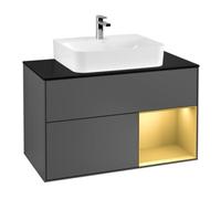 Villeroy & Boch V&B Meuble sous lavabo Finion 100, Pl bleu mat, Reg re gol mat, Anthracite mat Quantité:1