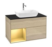 Villeroy & Boch V&B Meuble sous lavabo Finion 100, Pl bleu mat, Réglette or mat Lac, Oa ven Quantité:1