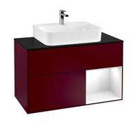 Villeroy & Boch V&B Meuble sous lavabo Finion 100, Pl bleu mat, Tiroir droit, laqué blanc, poignée métal Quantité:1