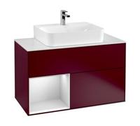 Villeroy & Boch V&B Meuble sous lavabo Finion 100, Pl bleu mat, Tiroir gauche blanc mat, Pieds mat Quantité:1