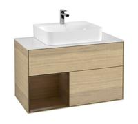Villeroy & Boch V&B Meuble sous lavabo Finion 100, pl bleu mat, tiroir gauche, poignée venise Quantité:1