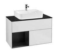 Villeroy & Boch V&B Meuble sous lavabo Finion 100, Pl w m, Étagère gauche bleu m Lac, blanc m Lac Quantité:1