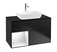 Villeroy & Boch V&B Meuble sous lavabo Finion 100, placage blanc mat, façade laquée blanche, bleu mat laqué Quantité:1