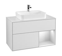 Villeroy & Boch V&B Meuble sous lavabo Finion 100, placage blanc mat, tiroir droit blanc mat laqué Quantité:1
