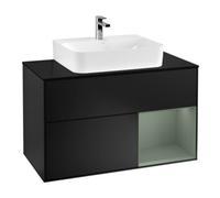 Villeroy & Boch V&B Meuble sous lavabo Finion 100, placage bois, côté droit, huilé mat laqué, bleu mat laqué Quantité:1