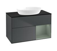 Villeroy & Boch V&B Meuble sous lavabo Finion 100, placage bois, couleur olive mate avec laque bleue Quantité:1