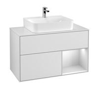 Villeroy & Boch V&B Meuble sous lavabo Finion 100, placage bois m, tiroir droit blanc mat Lac, blanc mat Lac Quantité:1