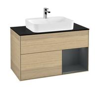 Villeroy & Boch V&B Meuble sous lavabo Finion 100, placage bois moyen, tiroir réglable, laqué, ouverture à ventouse Quantité:1