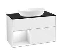 Villeroy & Boch V&B Meuble sous lavabo Finion 100, placage bouleau, laqué blanc brillant Quantité:1