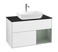 Villeroy & Boch V&B Meuble sous lavabo Finion 100, placage bouleau, rangement huile, laqué blanc brillant Quantité:1