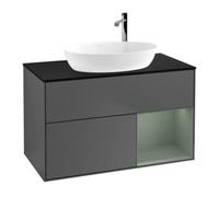 Villeroy & Boch V&B Meuble sous-lavabo Finion 100, placage bouleau, rangement ouvert, laqué anthracite Quantité:1