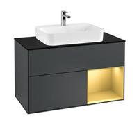 Villeroy & Boch V&B Meuble sous lavabo Finion 100, plan blanc mat, rangement réglable, miroir blanc mat Lac Quantité:1