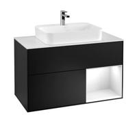 Villeroy & Boch V&B Meuble sous lavabo Finion 100, Plaque blanche mat, Rangement rouge brillant blanc. Laqué, bleu mat laqué Quantité:1