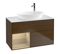 Villeroy & Boch V&B Meuble sous lavabo Finion 100, plaque d'abattant blanc, étagère Oa ven, wal ven Quantité:1