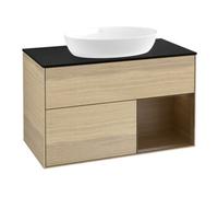 Villeroy & Boch V&B Meuble sous lavabo Finion 100, plaque de recouvrement bleue, étagère réglable, porte battante Quantité:1