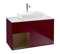 Villeroy & Boch V&B Meuble sous lavabo Finion 100, plaque d'habillage blanche, étagère réglable, poignée métal Quantité:1