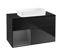 Villeroy & Boch V&B Meuble sous lavabo Finion 100x60,3 cm, côté gauche, anthracite mat, bleu mat laqué Quantité:1