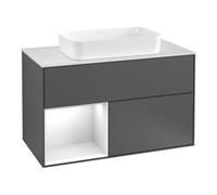 Villeroy & Boch V&B Meuble sous lavabo Finion 100x60,3 cm, éclairage mural, rég gauche, si Gr m Lac Quantité:1