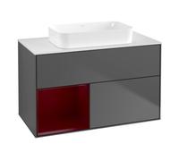 Villeroy & Boch V&B Meuble sous lavabo Finion 100x60,3 cm, étagère gauche Peo, anthracite mat Quantité:1