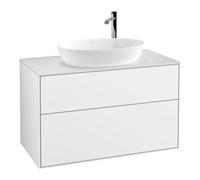 Villeroy & Boch V&B Meuble sous lavabo Finion 100x60,3 cm, plan de travail blanc, laqué blanc brillant Quantité:1