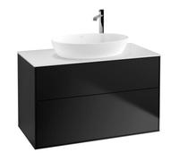 Villeroy & Boch V&B Meuble sous lavabo Finion 100x60,3 cm, plan de travail blanc, poignée bleue m Lac Quantité:1