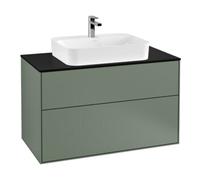 Villeroy & Boch V&B Meuble sous lavabo Finion 100x60,3 cm, plan de travail bleu, olivier laqué Quantité:1