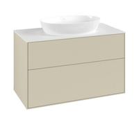 Villeroy & Boch V&B Meuble sous lavabo Finion 100x60,3 cm, Plaque de fermeture blanc mat, poignée argent mat laqué Quantité:1