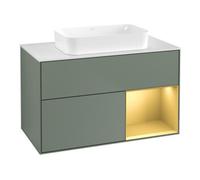 Villeroy & Boch V&B Meuble sous lavabo Finion 100x60,3 cm, réglette droite, olivier mat laqué Quantité:1