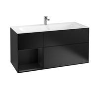 Villeroy & Boch V&B Meuble sous lavabo Finion 119,6x59,1 cm, côté gauche, bleu mat laqué Quantité:1