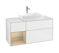 Villeroy & Boch V&B Meuble sous lavabo Finion 120 cm, blanc brillant, éclairage mural, placard ouvert, blanc laqué brillant Quantité:1
