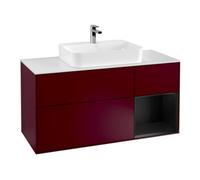 Villeroy & Boch V&B Meuble sous lavabo Finion 120 cm, blanc brillant, tiroir droit bleu, poignée m Quantité:1