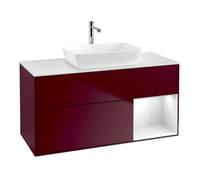 Villeroy & Boch V&B Meuble sous-lavabo Finion 120 cm, blanc, éclairage mural, réglette blanche laquée, miroir Peo Quantité:1