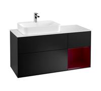 Villeroy & Boch V&B Meuble sous-lavabo Finion 120 cm, blanc, éclairage mural, tiroir droit, bleu mat Lac Quantité:1