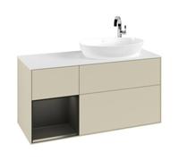 Villeroy & Boch V&B Meuble sous-lavabo Finion 120 cm, blanc mat, bleu réglisse mat laqué, gris souris mat laqué Quantité:1