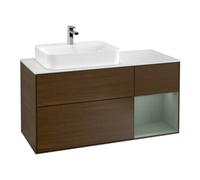 Villeroy & Boch V&B Meuble sous-lavabo Finion 120 cm, blanc mat, côté droit, olivier avec laque, noyer veinée Quantité:1