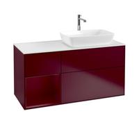 Villeroy & Boch V&B Meuble sous lavabo Finion 120 cm, blanc mat, éclairage mural, tiroirs laqués, poignées mat Quantité:1