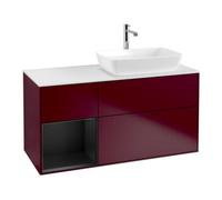 Villeroy & Boch V&B Meuble sous lavabo Finion 120 cm, blanc mat, façade bleue mate laquée, poignée métal Quantité:1