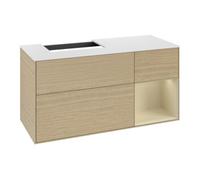 Villeroy & Boch V&B Meuble sous lavabo Finion 120 cm, blanc mat, poignée droite, gris mat laqué, ouverture à glissière Quantité:1