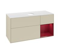 Villeroy & Boch V&B Meuble sous lavabo Finion 120 cm, blanc mat, poignée en métal laqué, gris satin mat laqué Quantité:1