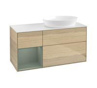 Villeroy & Boch V&B Meuble sous lavabo Finion 120 cm, blanc mat, poignée olivier mat, façade venise Quantité:1