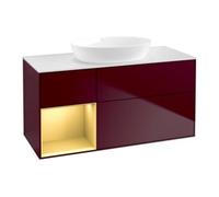 Villeroy & Boch V&B Meuble sous lavabo Finion 120 cm, blanc mat, poignée or mat, miroir Quantité:1