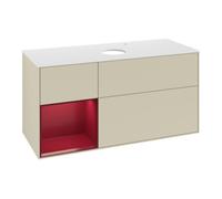 Villeroy & Boch V&B Meuble sous lavabo Finion 120 cm, blanc mat, poignée Pro m Lac, gris soie m Lac Quantité:1
